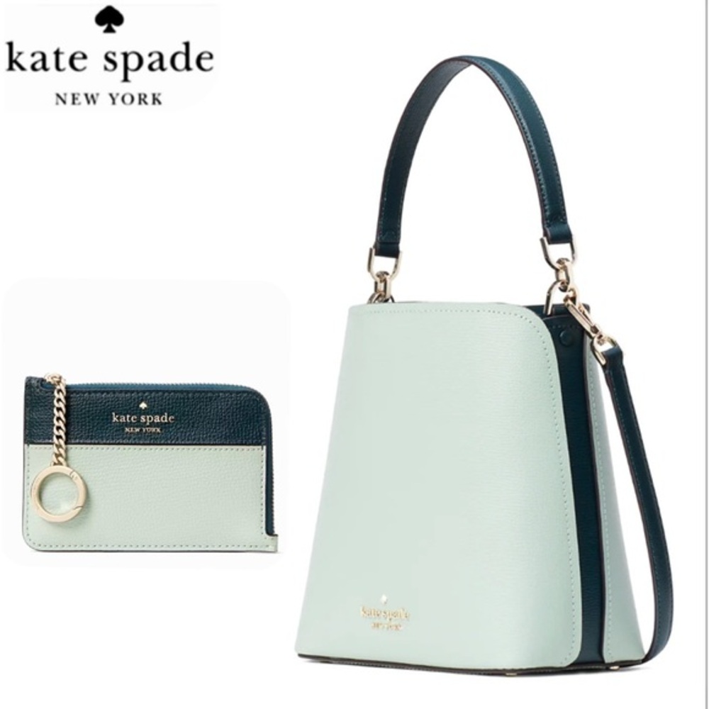 NWT KATE SPADE DARCY SMALL BUCKET BAG WITH DARCY MEDIUM L ZIP CARD HOLDER BUNDLE